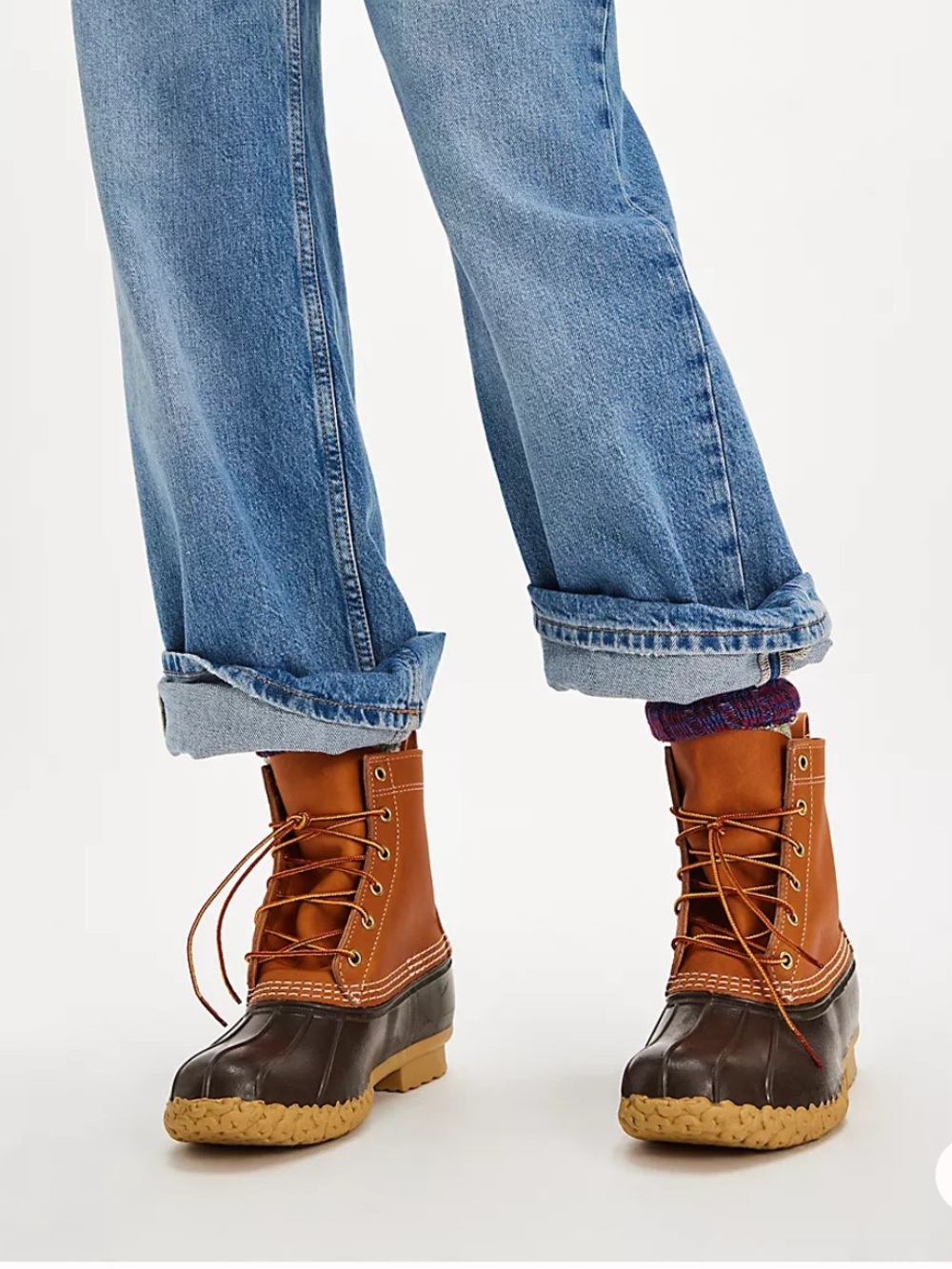 L.L.Bean 8" Lace-Up Boots, Tan / Brown / Gum, Size 8, excellent condition